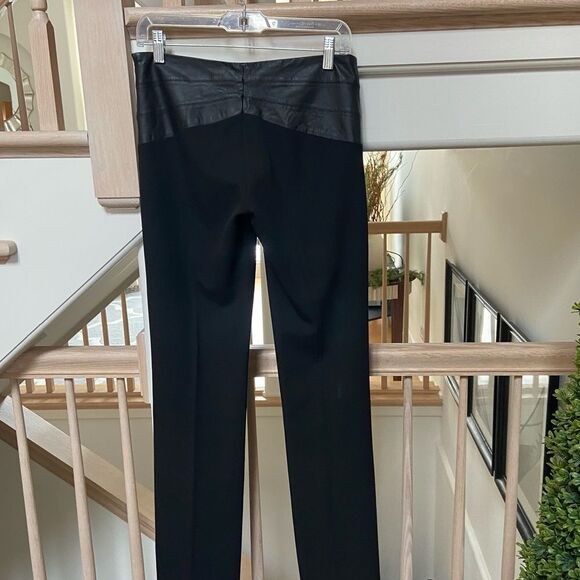 BCBGMAXAZRIA Leather Waistband Wide Leg Black Pants 2 - Picture 3 of 8